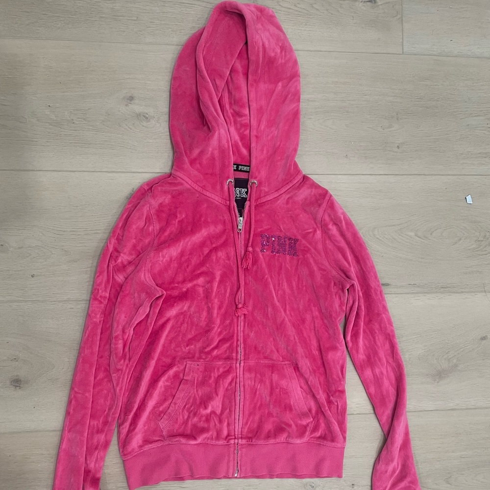 VS Pink Velour Sweater